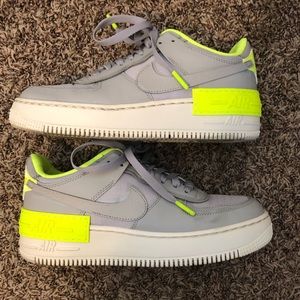 Gray and Neon Air Force 1 Shadow women’s size 8.5
